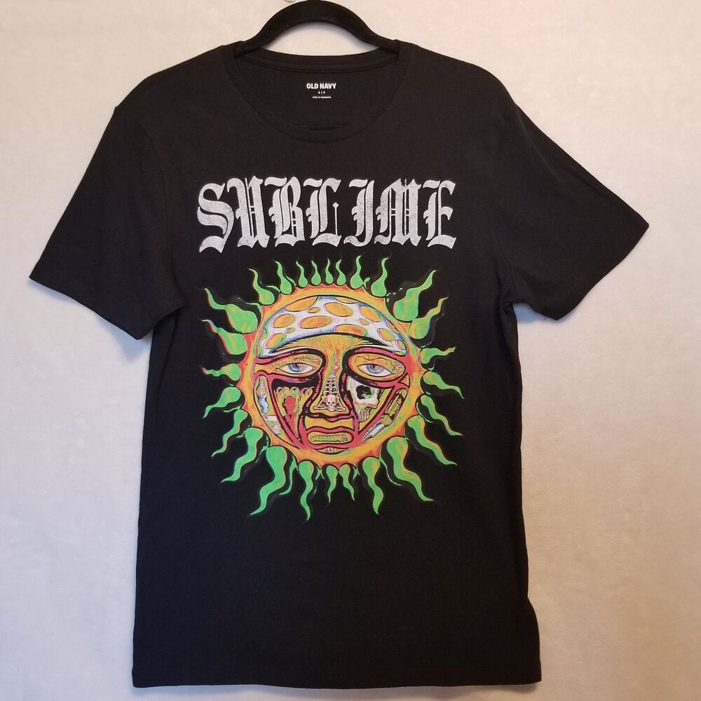 Old Navy Adult Small T Shirt 100% Cotton Black  Sublime™ Graphic Band Tee Retro